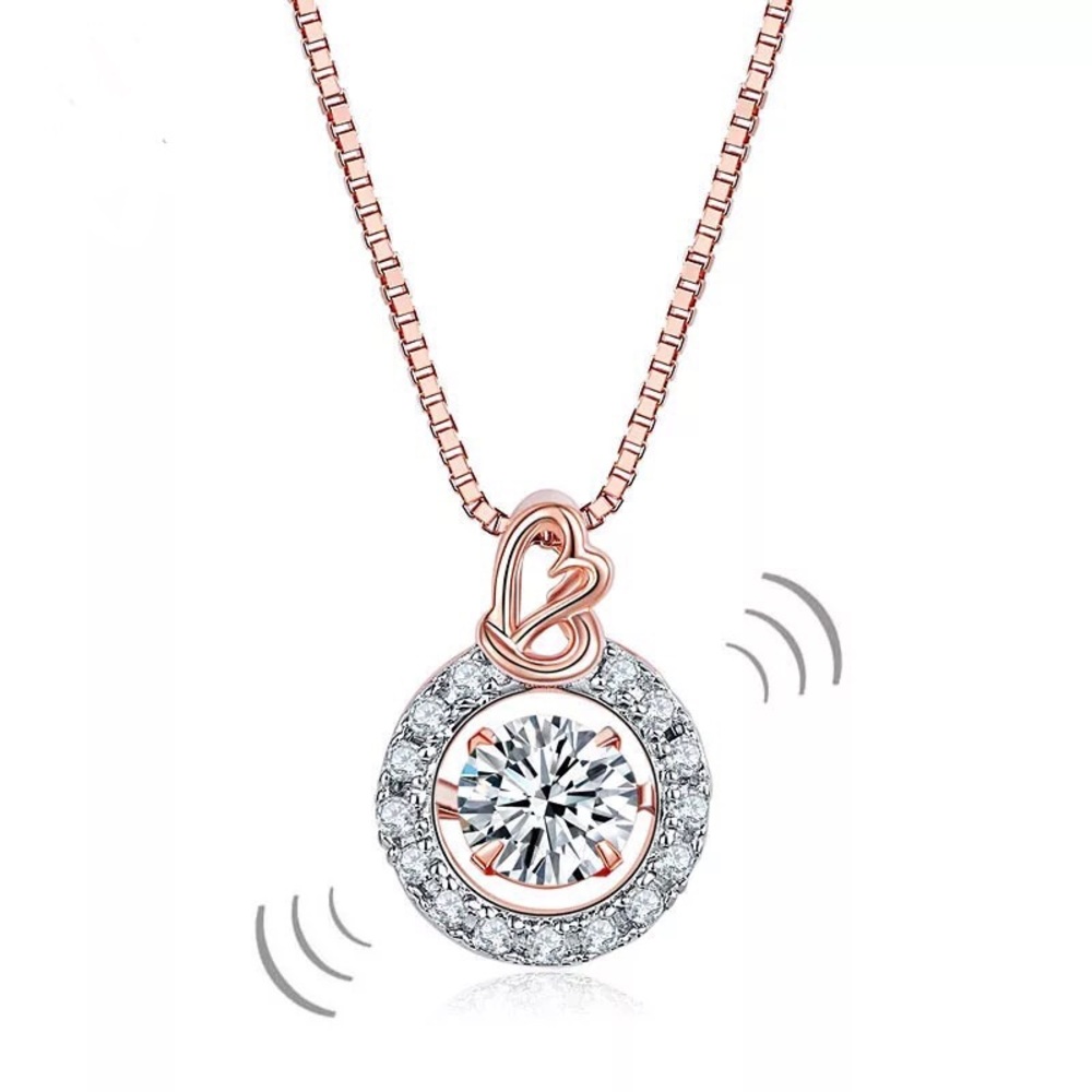 Dancing Stone Halo Pendant 925 Sterling Silver